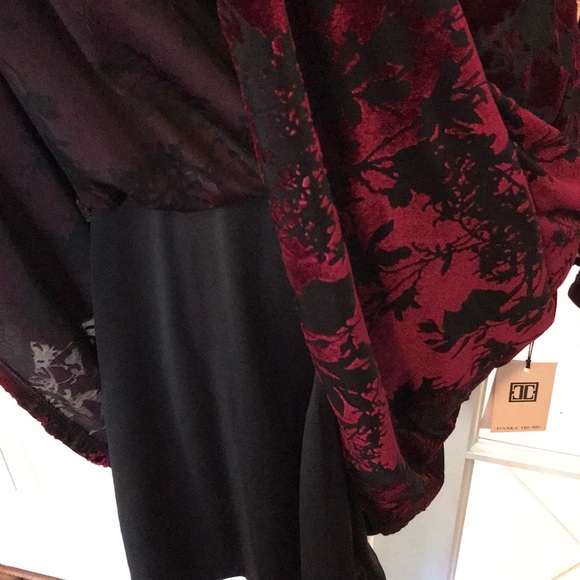 Ivanka Trump RED Faux Velvet, Sheer Dress - Picture 5 of 8